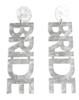 White BRIDE Letter Drop Earrings