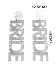 White BRIDE Letter Drop Earrings