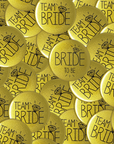 Team Bride Badges with a Personalised Backing Card
