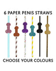 6 Pack of Penis Drinking Straws | Paper Penis Straws | Hens Night Straws | Bridal Shower Straws | Hen Party Novelty Straws | Willy Straws