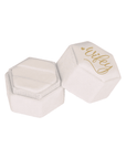 "Wifey" Hexagonal Velvet Ring Box | Double Ring Box (Ivory/Cream)