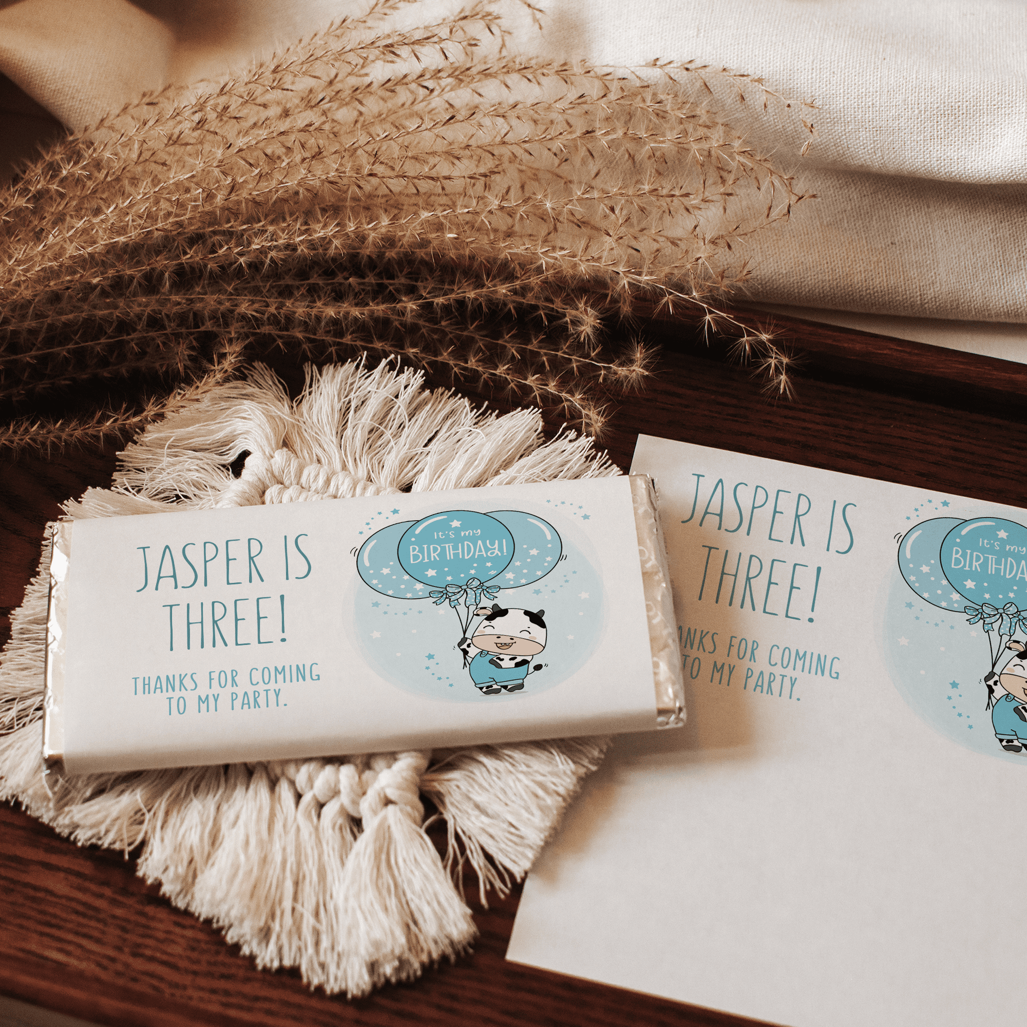 Blue Birthday Cow | Personalised Chocolate Bars