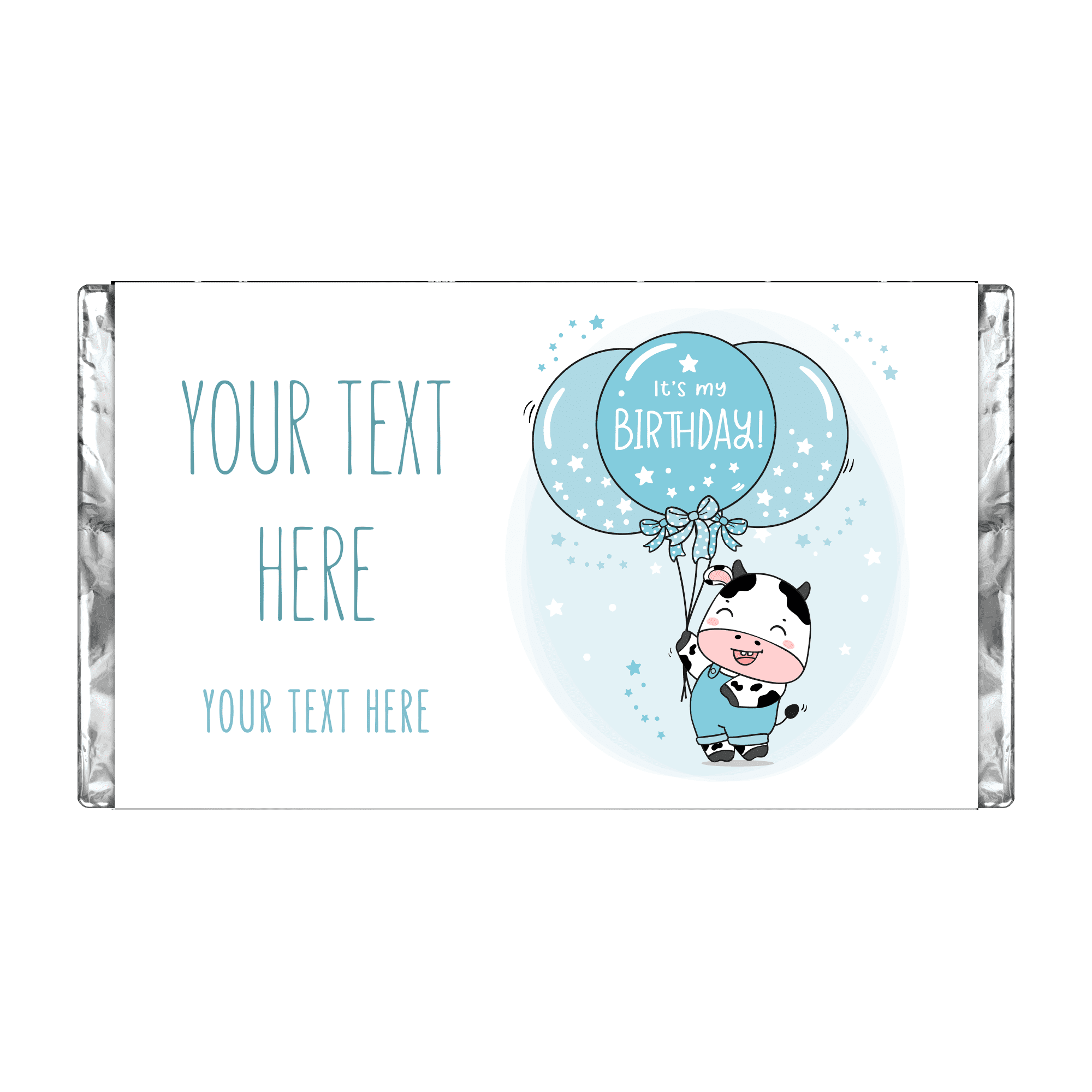 Blue Birthday Cow | Personalised Chocolate Bars