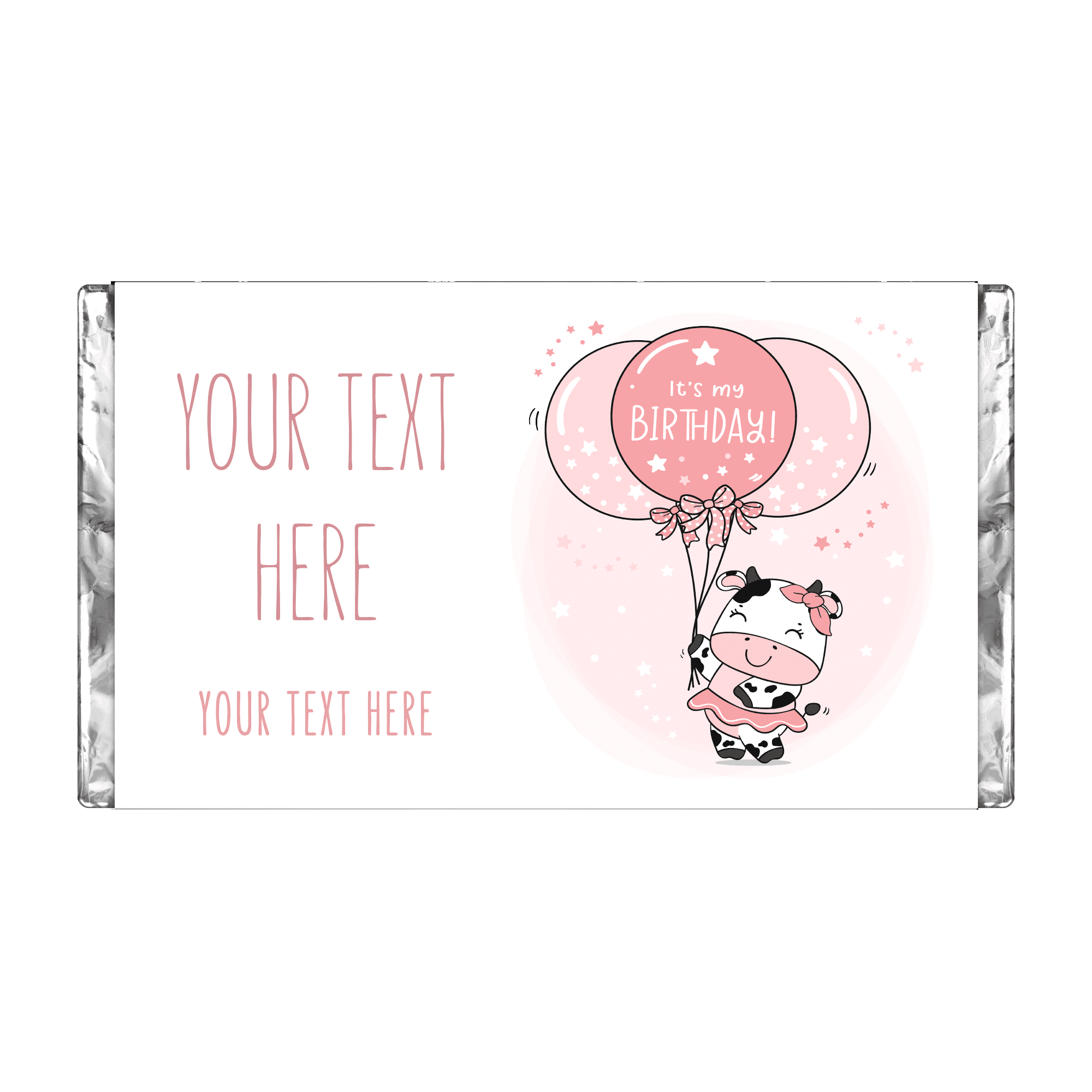 Pink Birthday Cow | Personalised Chocolate Bars
