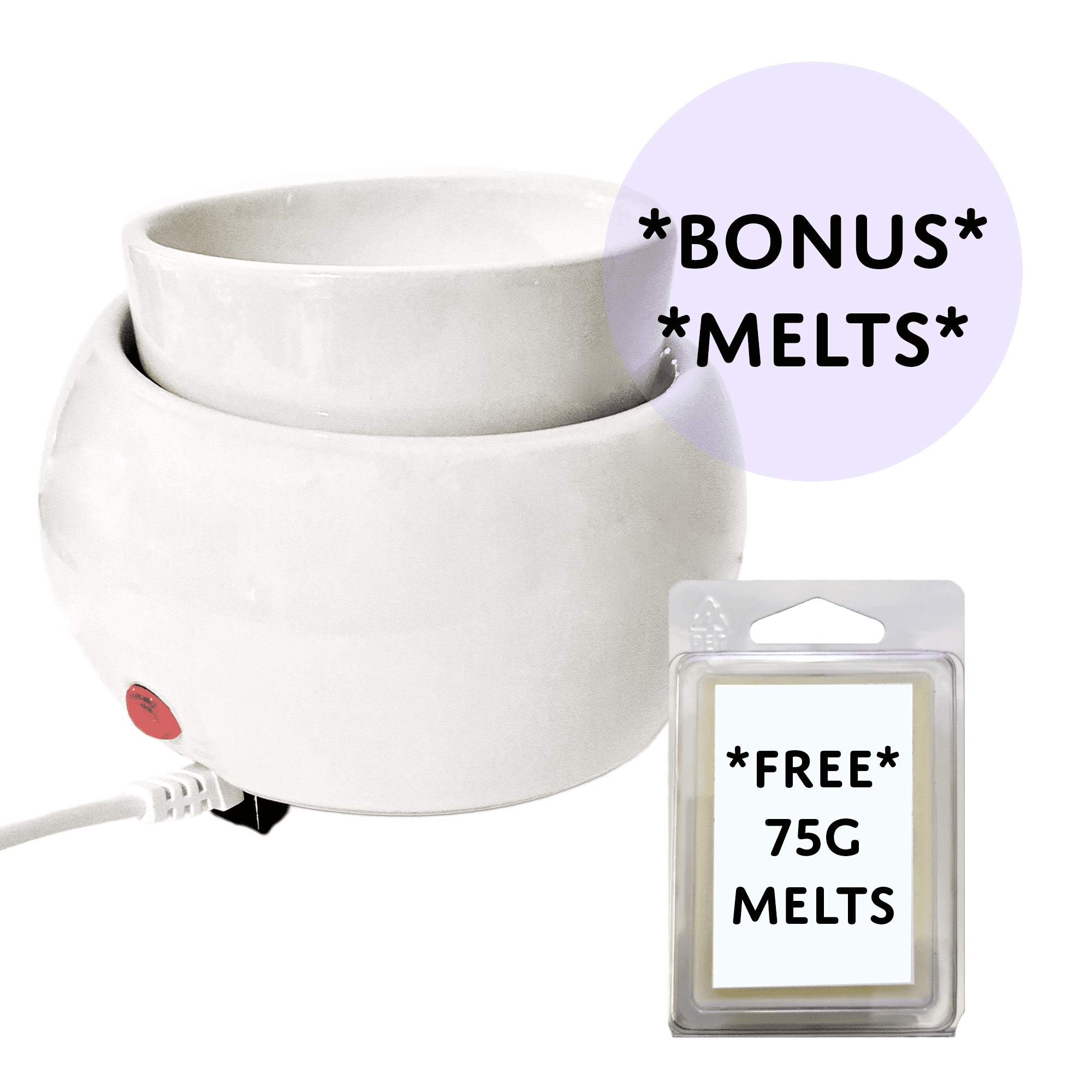 Electric Wax Melt Warmer + Bonus 75g Soy Melts!