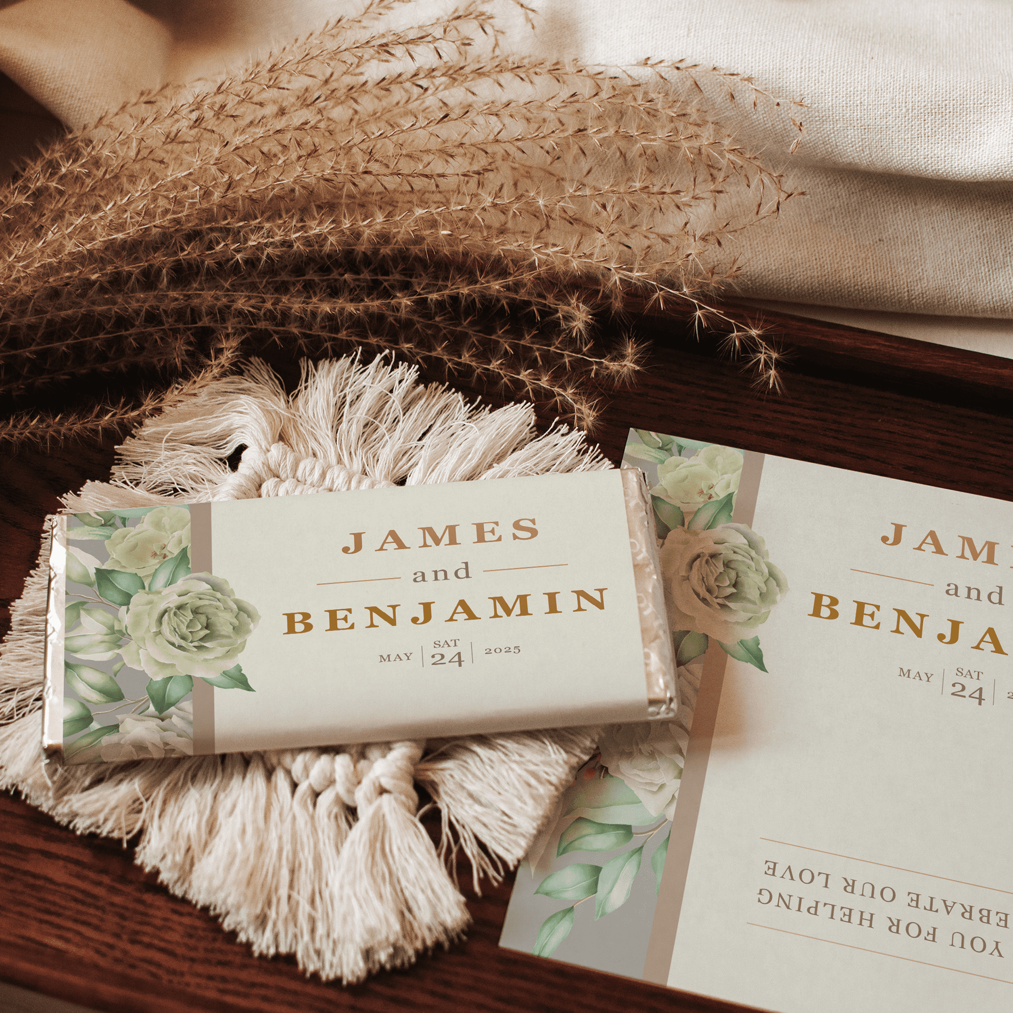 Green & Gold Florals | Personalised Chocolate Bars