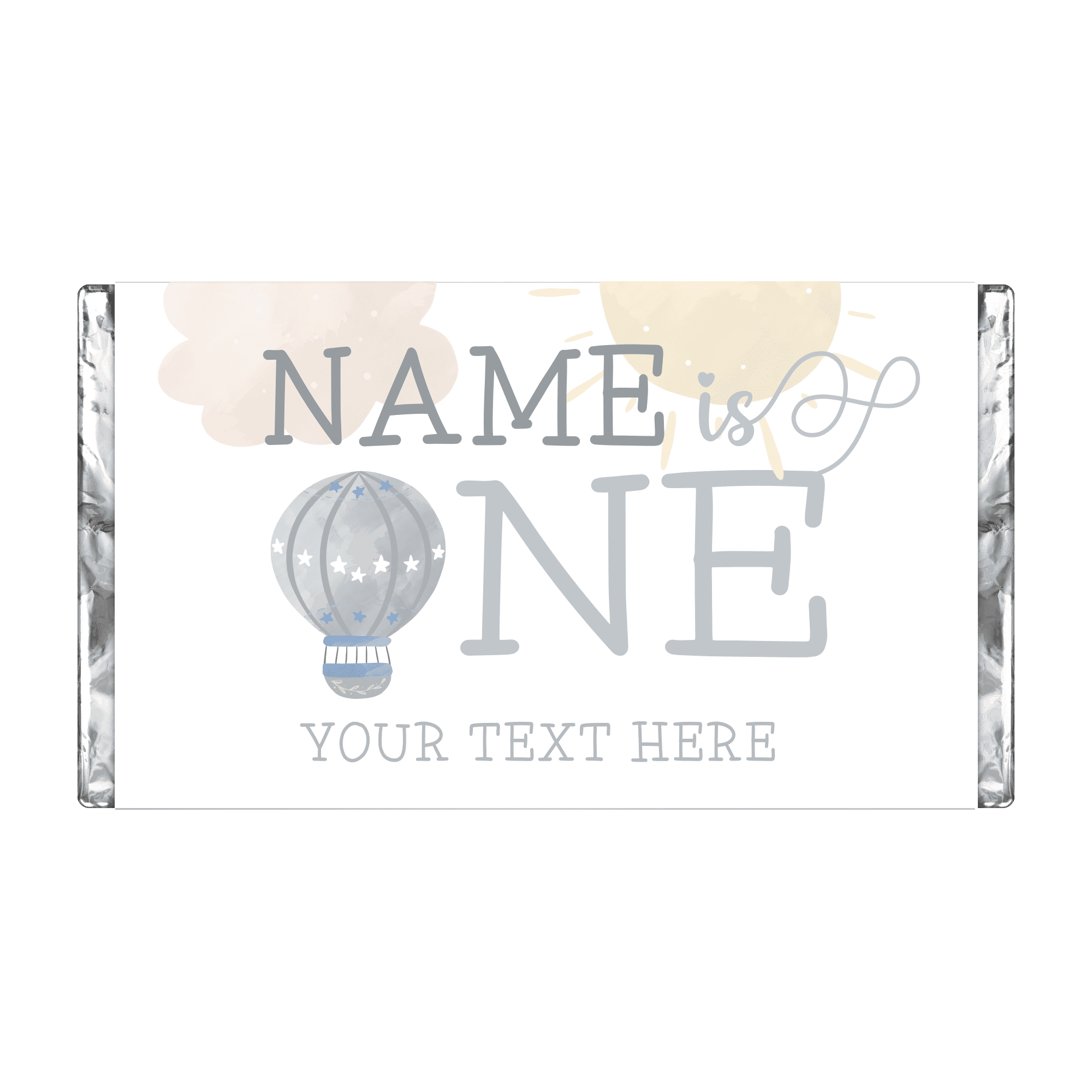 Grey First Birthday | Personalised Chocolate Bars