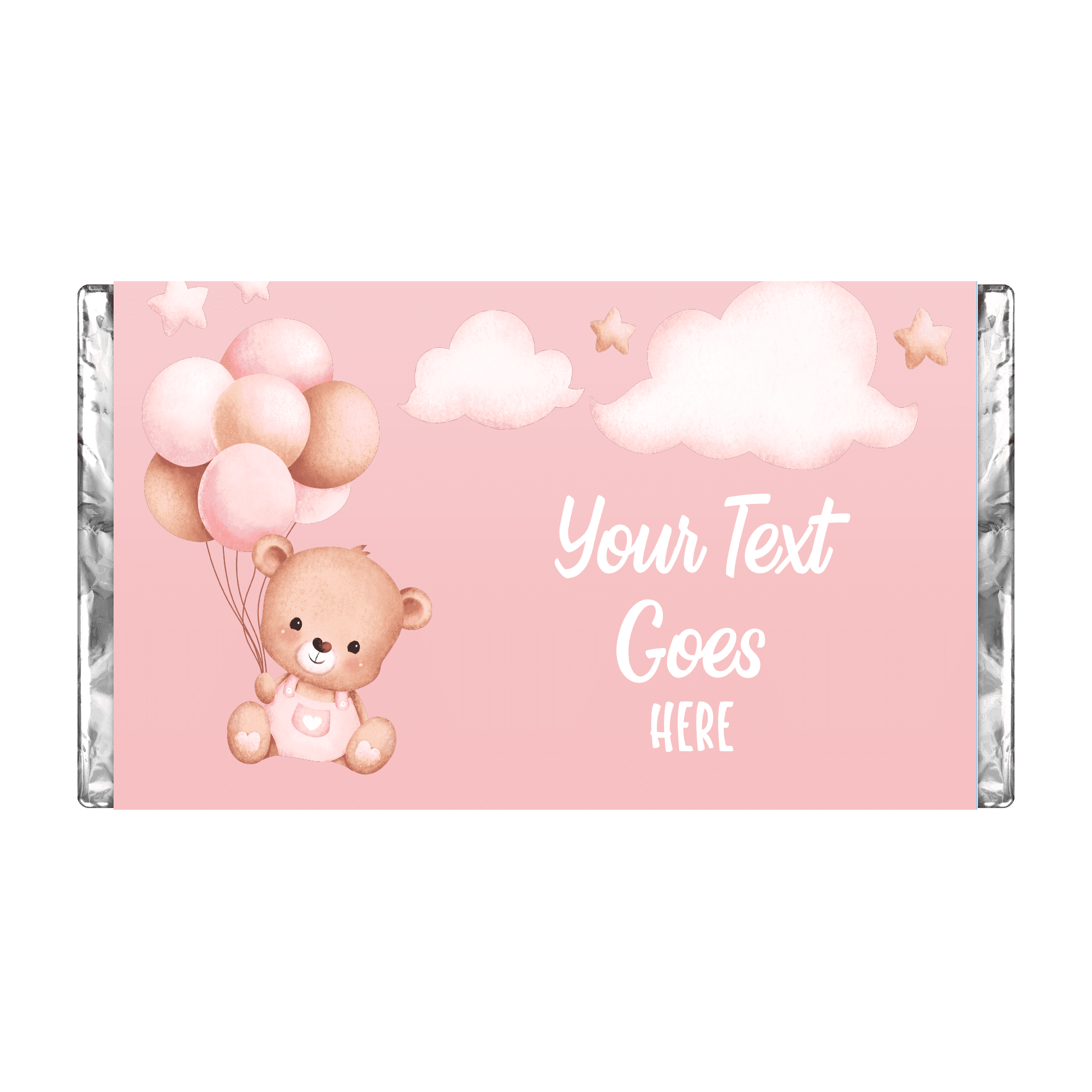 Pink Bear Balloons | Personalised Chocolate Bars