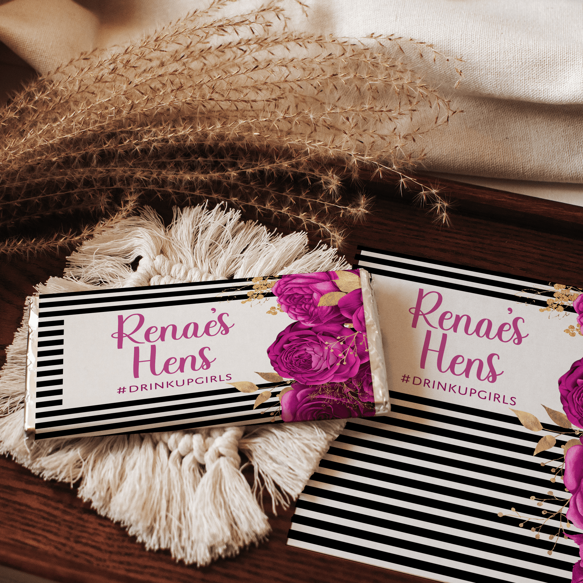 Pink Roses | Personalised Chocolate Bars