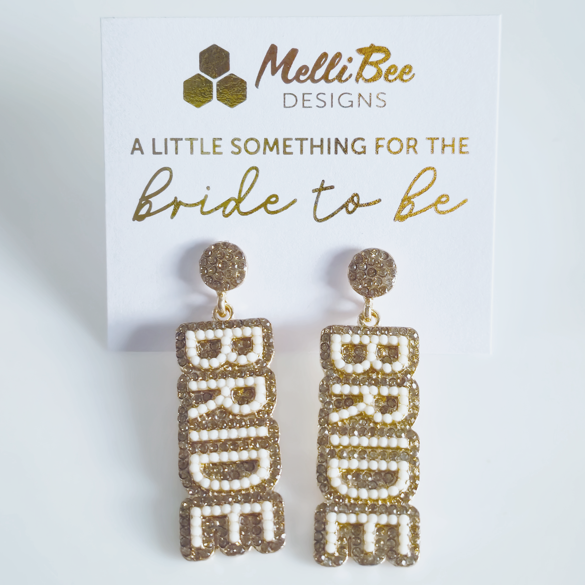 Sparkly BRIDE Drop Earrings