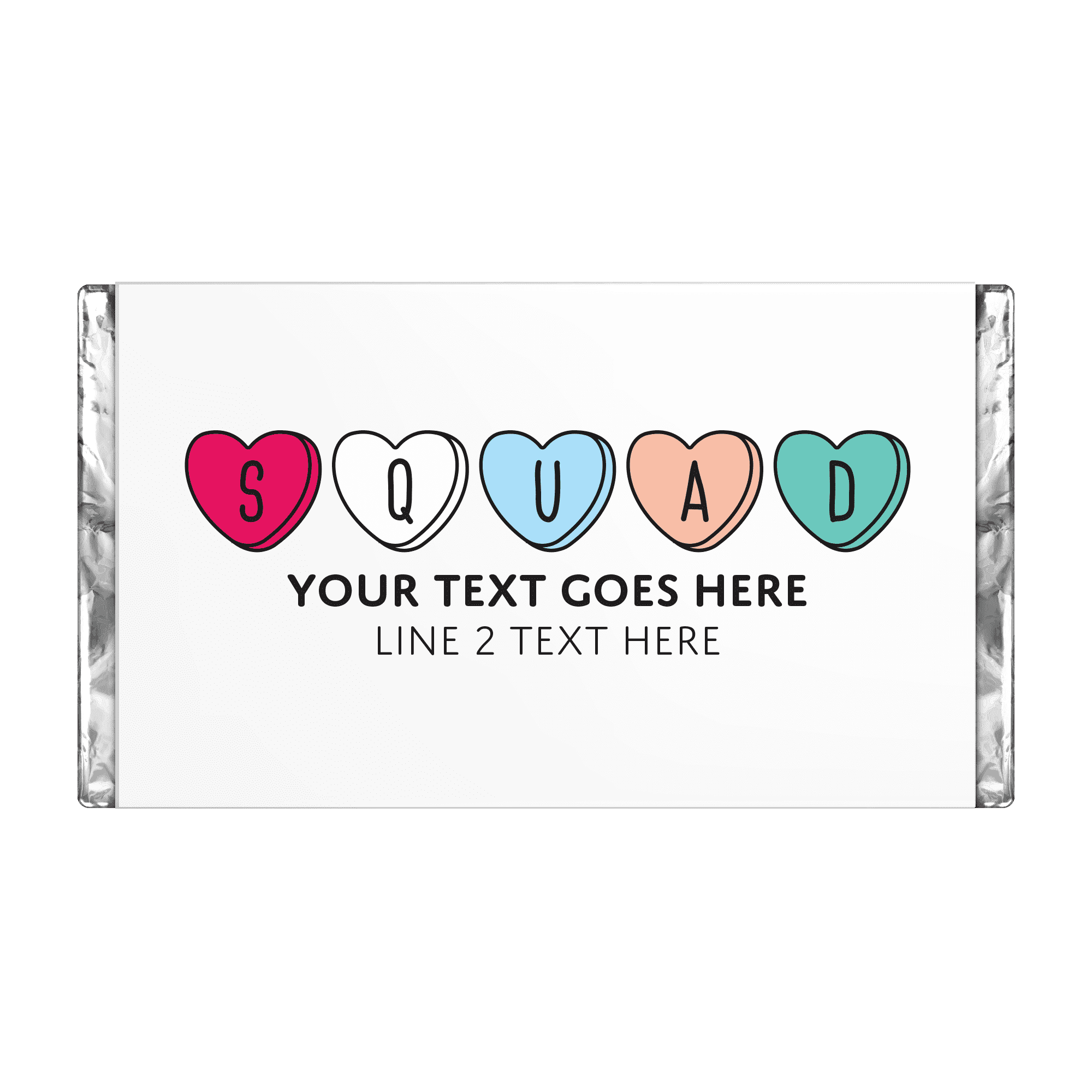 Squad Candy Hearts | Personalised Chocolate Bars