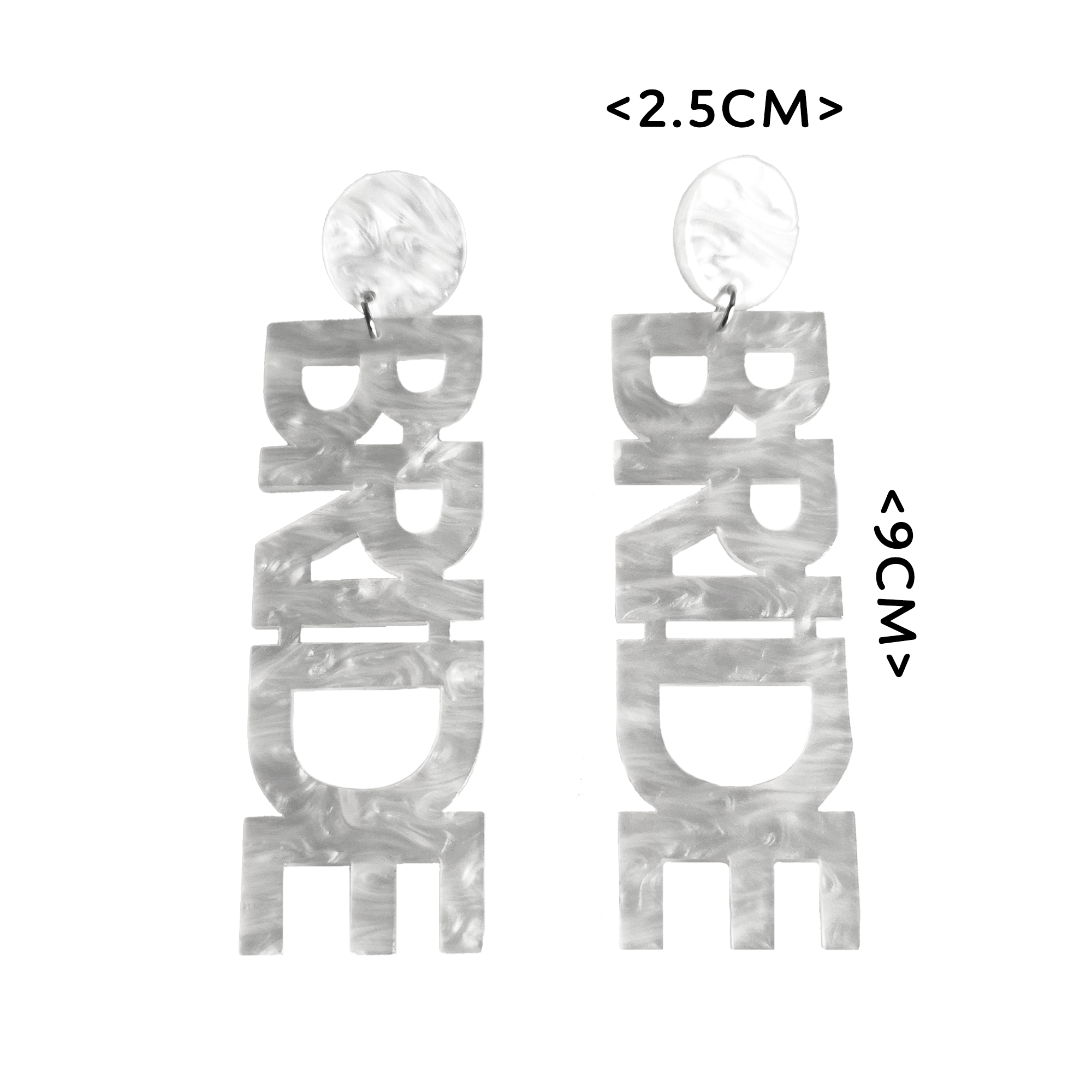 White BRIDE Letter Drop Earrings