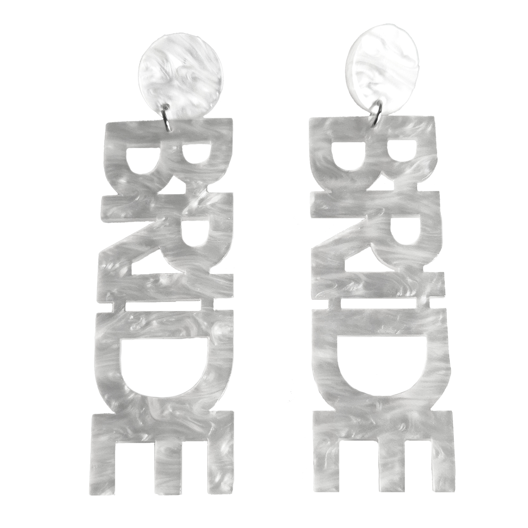 White BRIDE Letter Drop Earrings