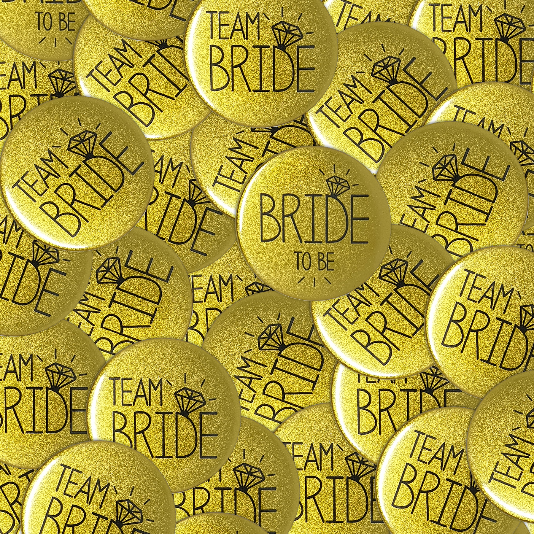 Team Bride Badges with a Personalised Backing Card