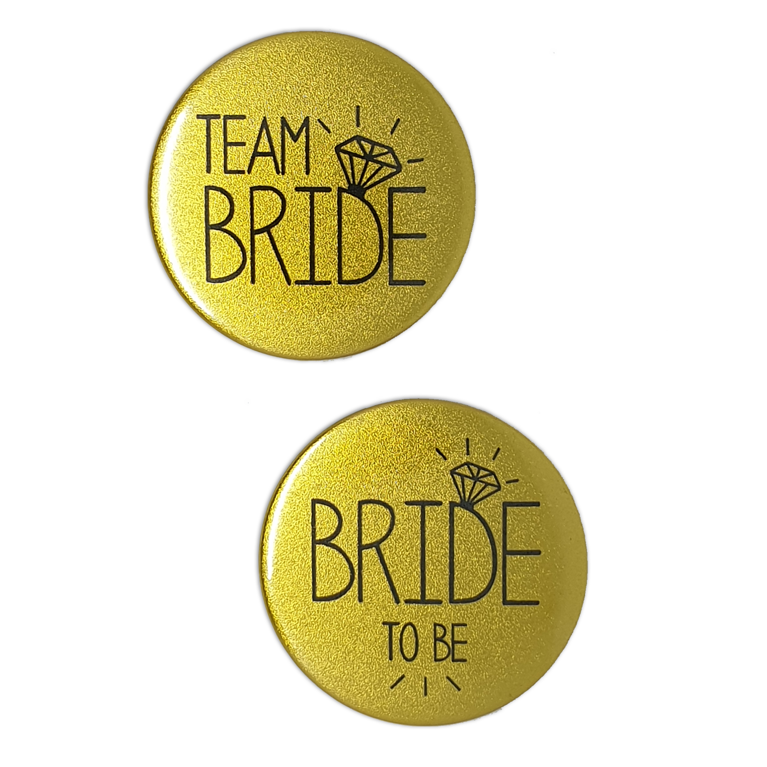 Team Bride Badges with a Personalised Backing Card