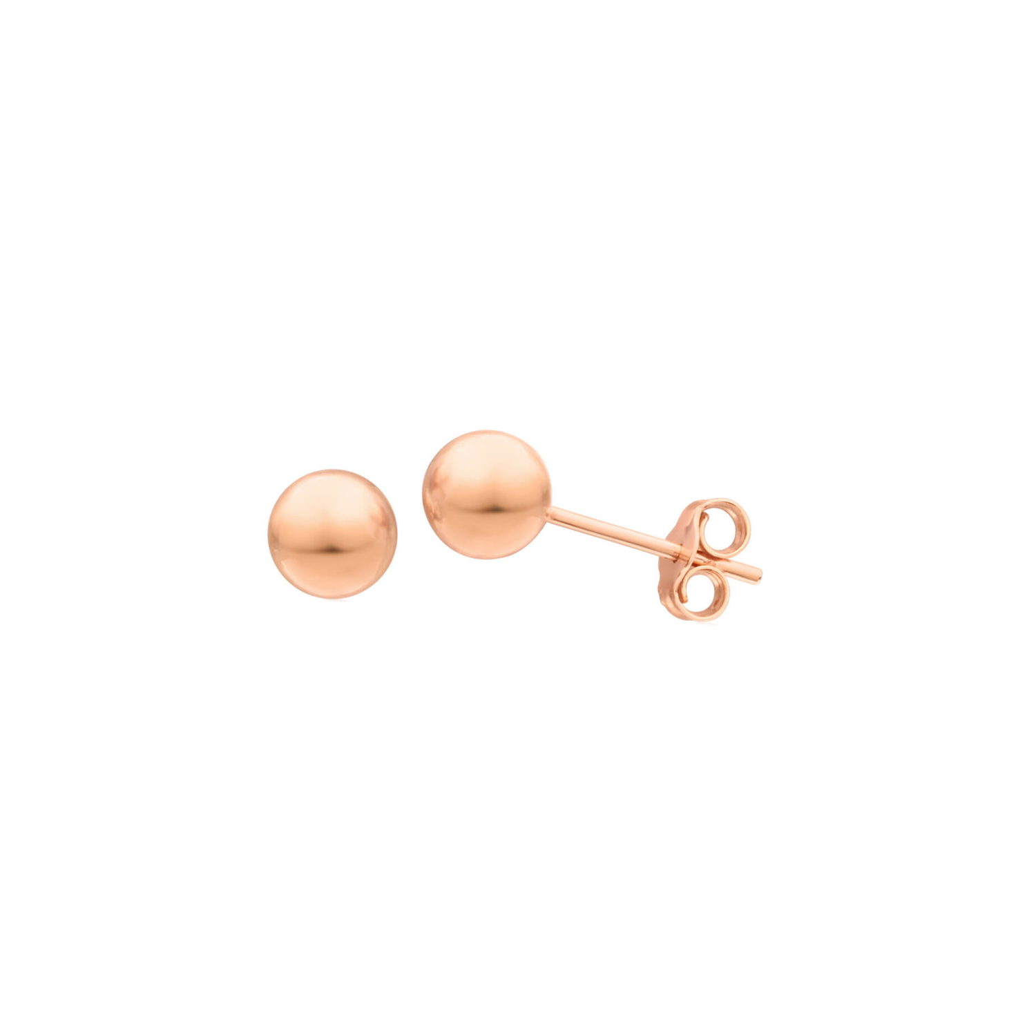 Rose Gold Plated Sterling Silver Ball 6mm Stud Earrings