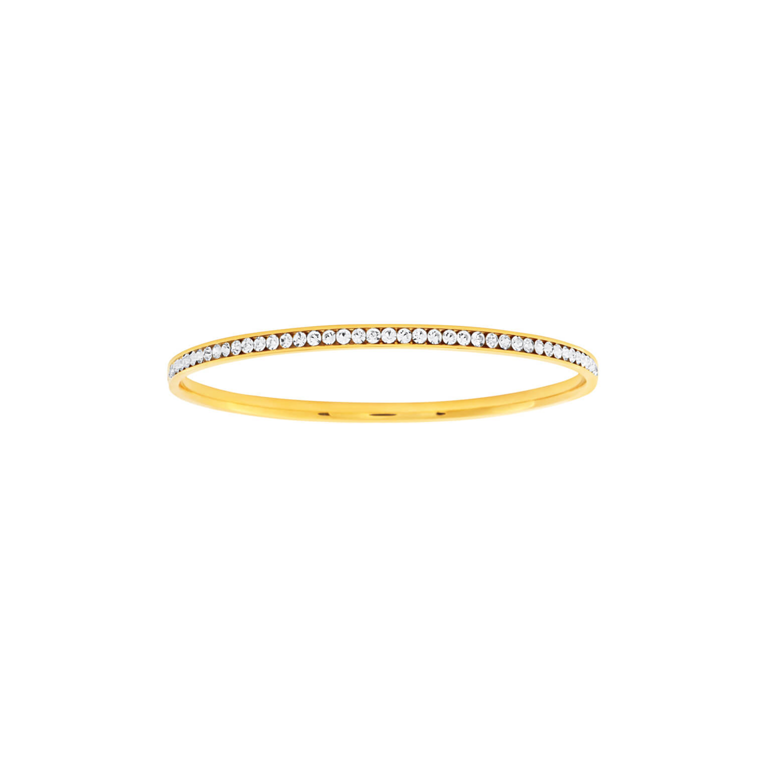 Stainless Steel Gold Plated Crystal Bangle 65mm