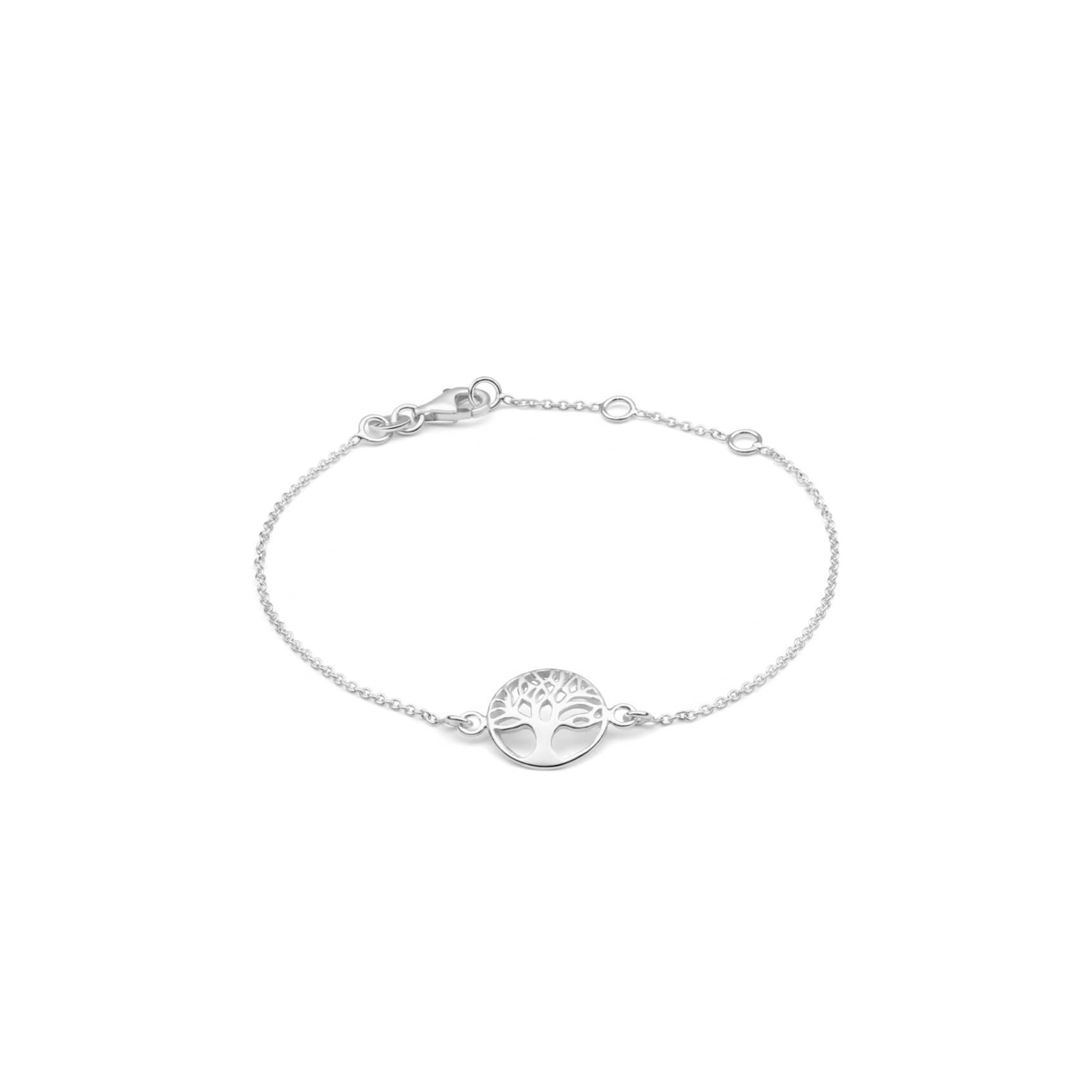 Sterling Silver 19cm Tree Of Life Round Trace Bracelet