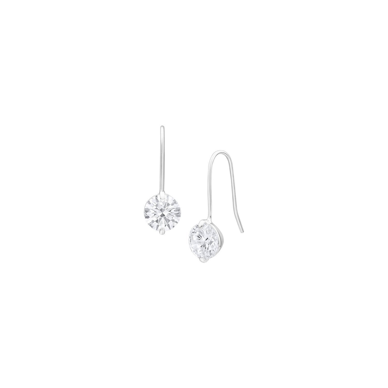 Sterling Silver 8mm Brilliant Cut Cubic Zirconia Drop Earrings