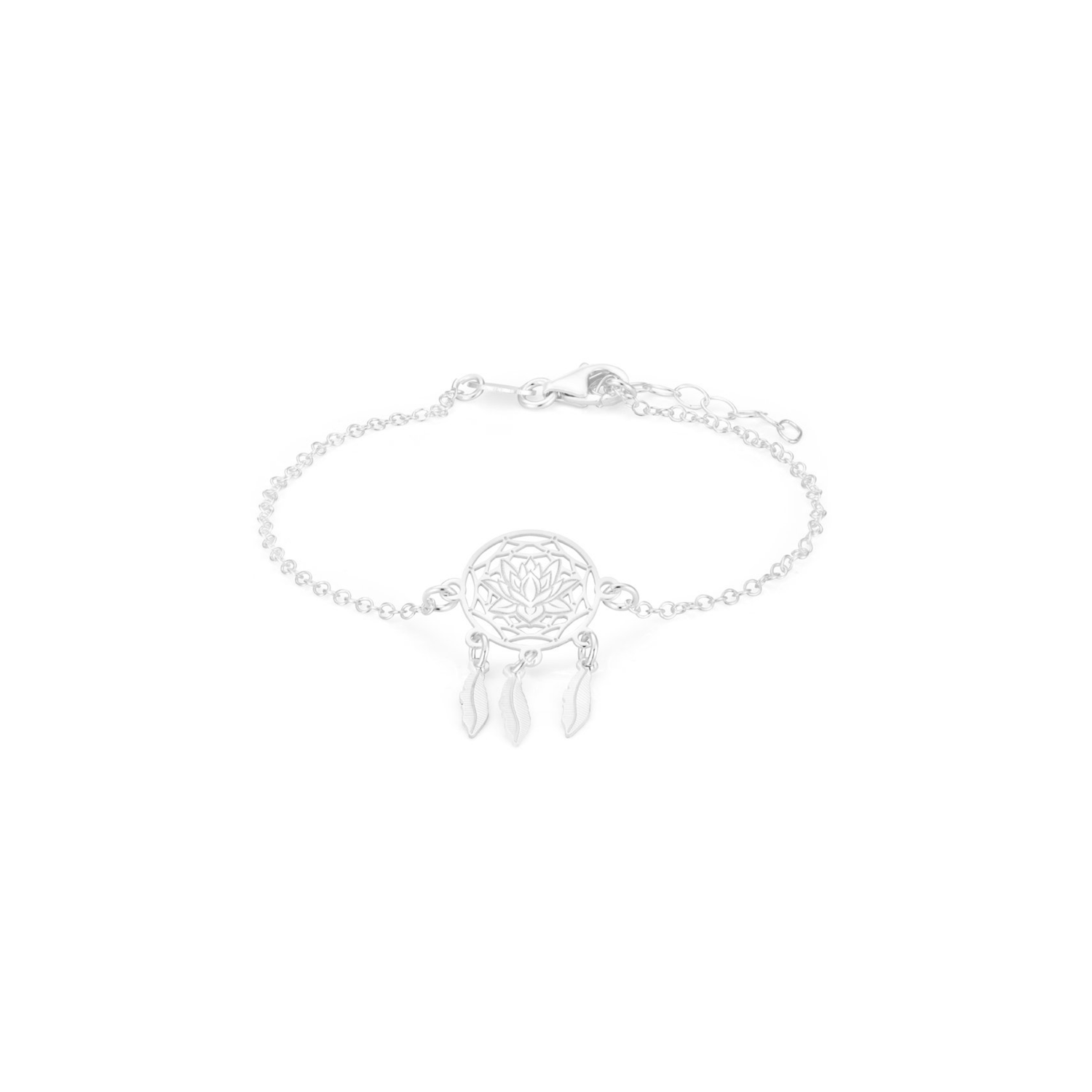 Sterling Silver Lotus Dream Catcher 19cm Bracelet
