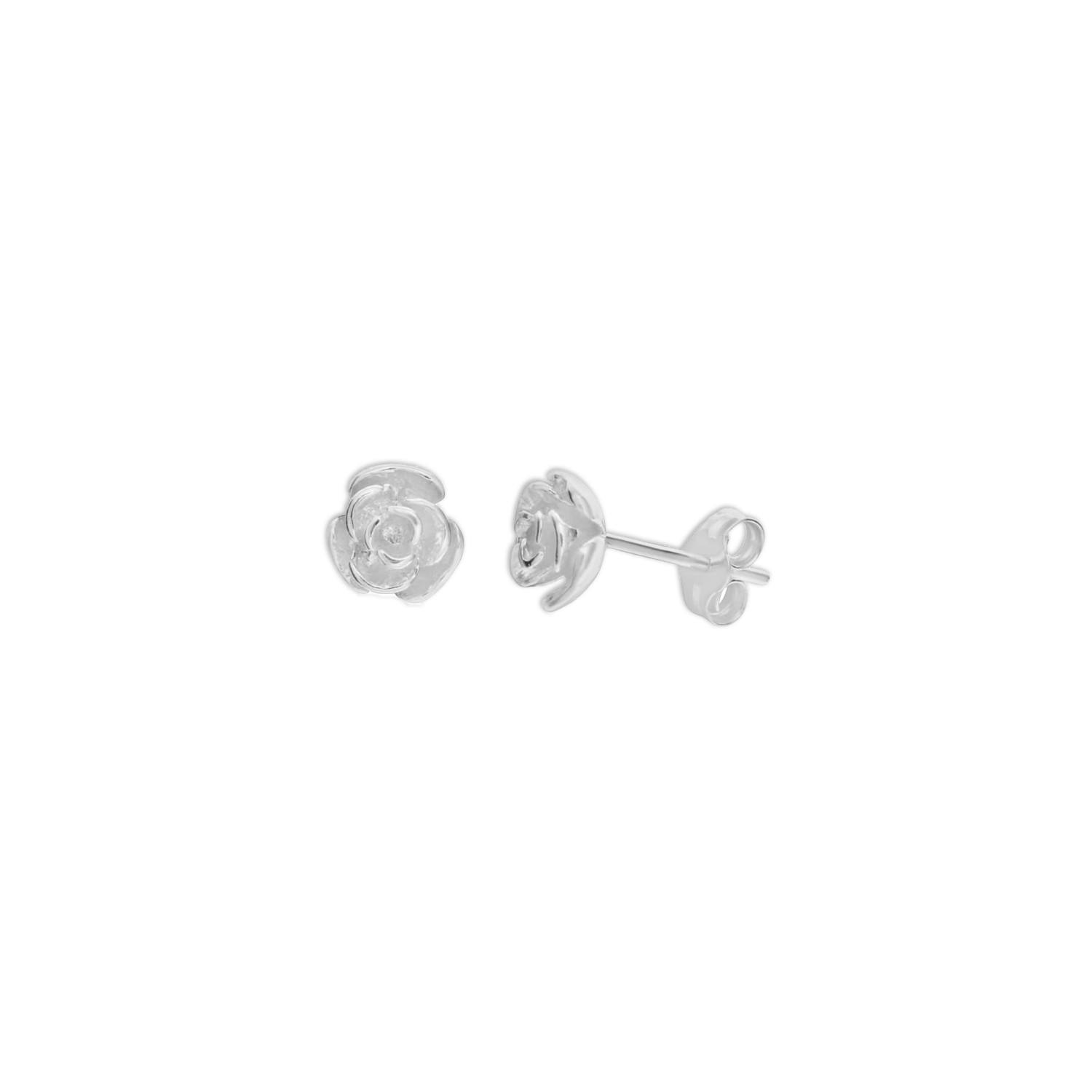 Sterling Silver Tiny Rose Stud Earrings