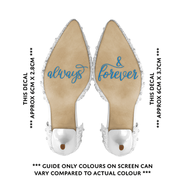 "Something Blue" Wedding Day Shoe Decals - "Always" & "& Forever" (BLUE)