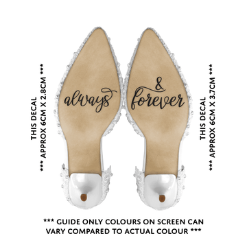 Wedding Day Shoe Decals - "Always" & "& Forever" (BLACK)