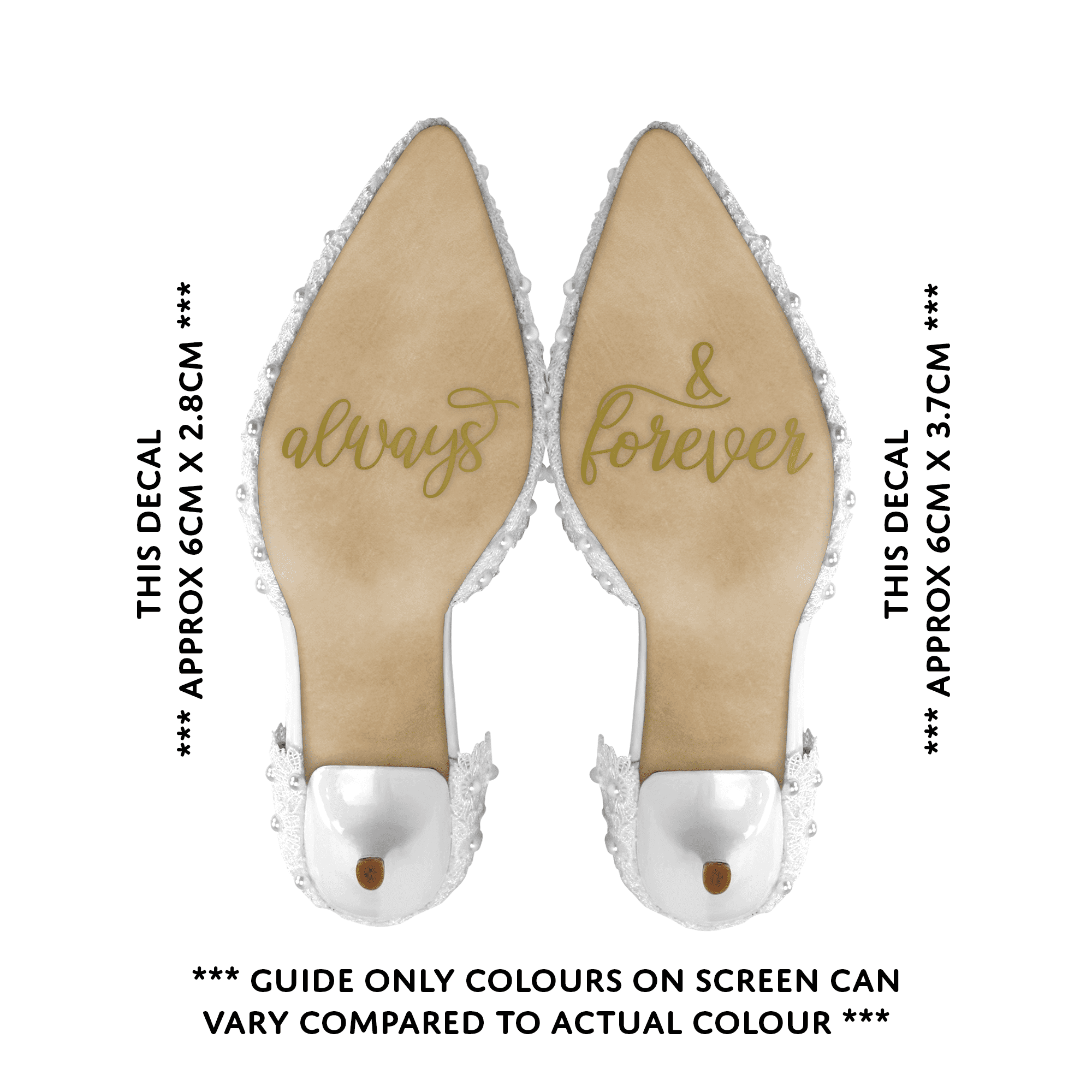 Wedding Day Shoe Decals - "Always" & "& Forever" (GOLD)