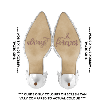 Wedding Day Shoe Decals - "Always" & "& Forever" (ROSE GOLD)