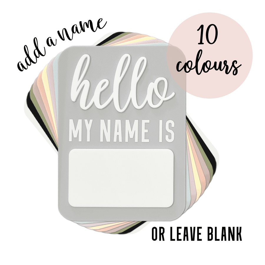 Acrylic Birth Announcement Plaque "Hello My Name Is"