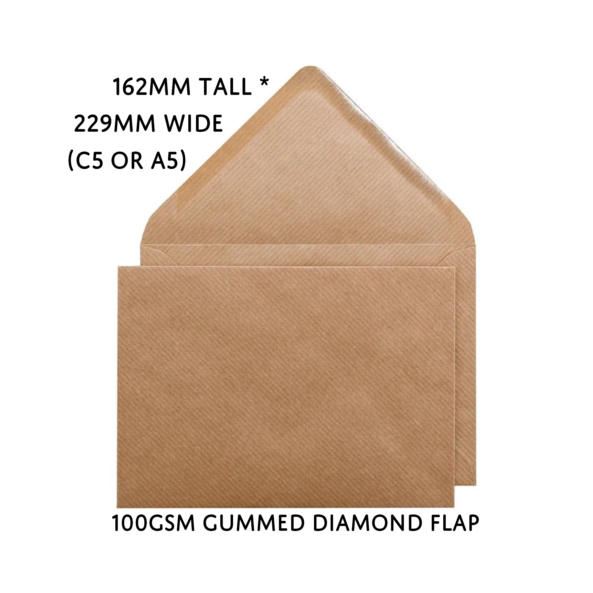 10 x Brown Kraft Ribbed C5 Envelopes (suitable for A5)