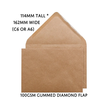 10 x Brown Kraft Ribbed C6 Envelopes (suitable for A6)