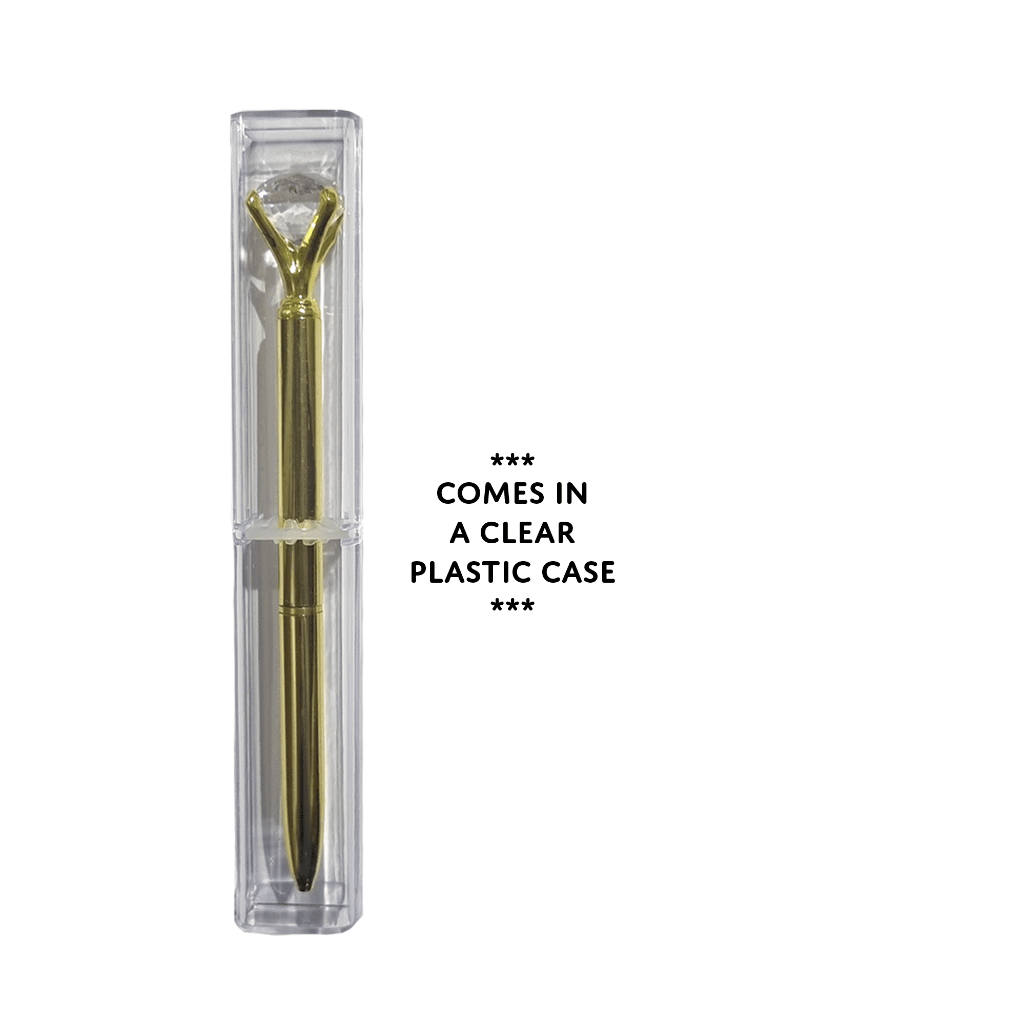 Novelty Diamond Pen (Gold) with Clear Case