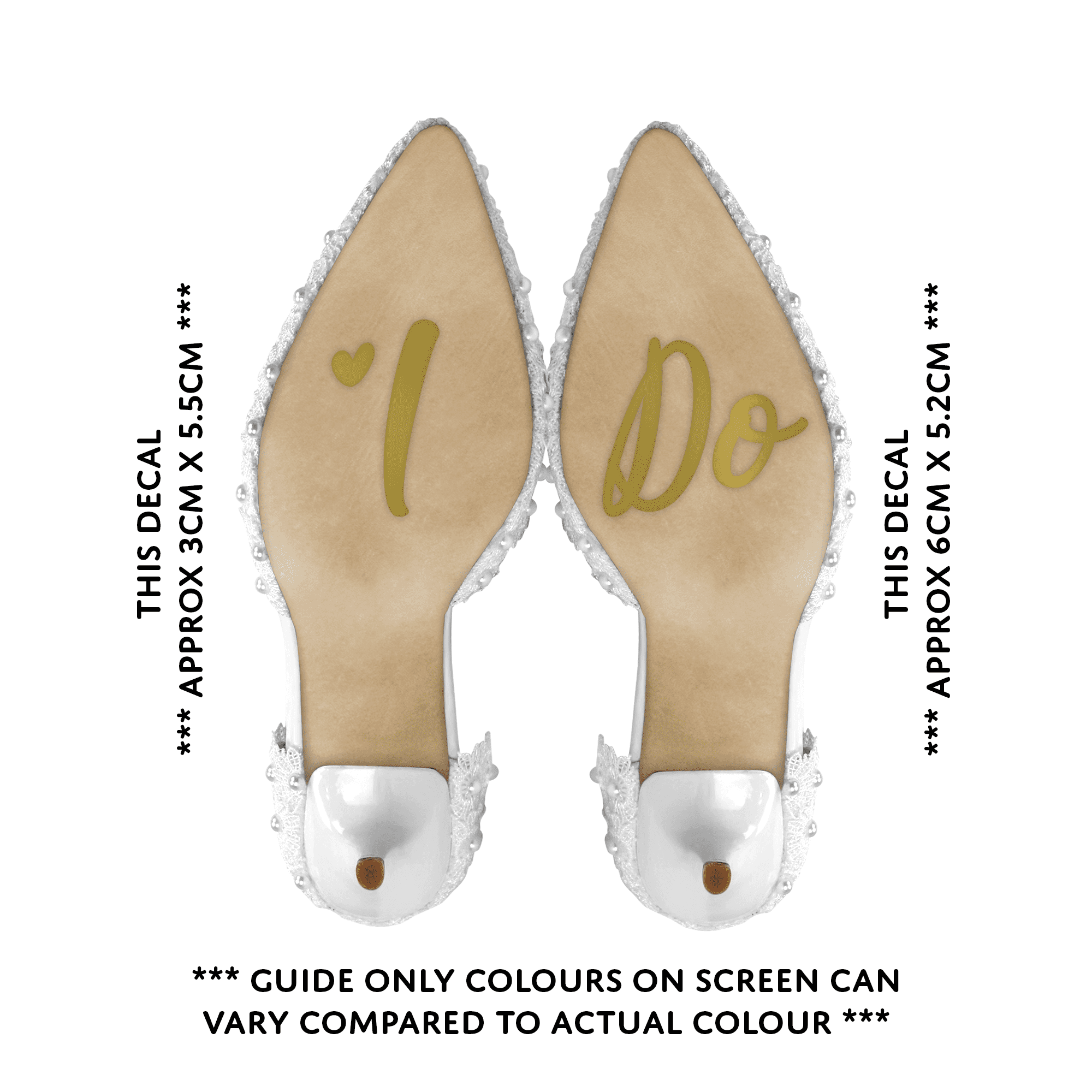 Wedding Day Shoe Decals - "I Do" & "Me Too" (GOLD)