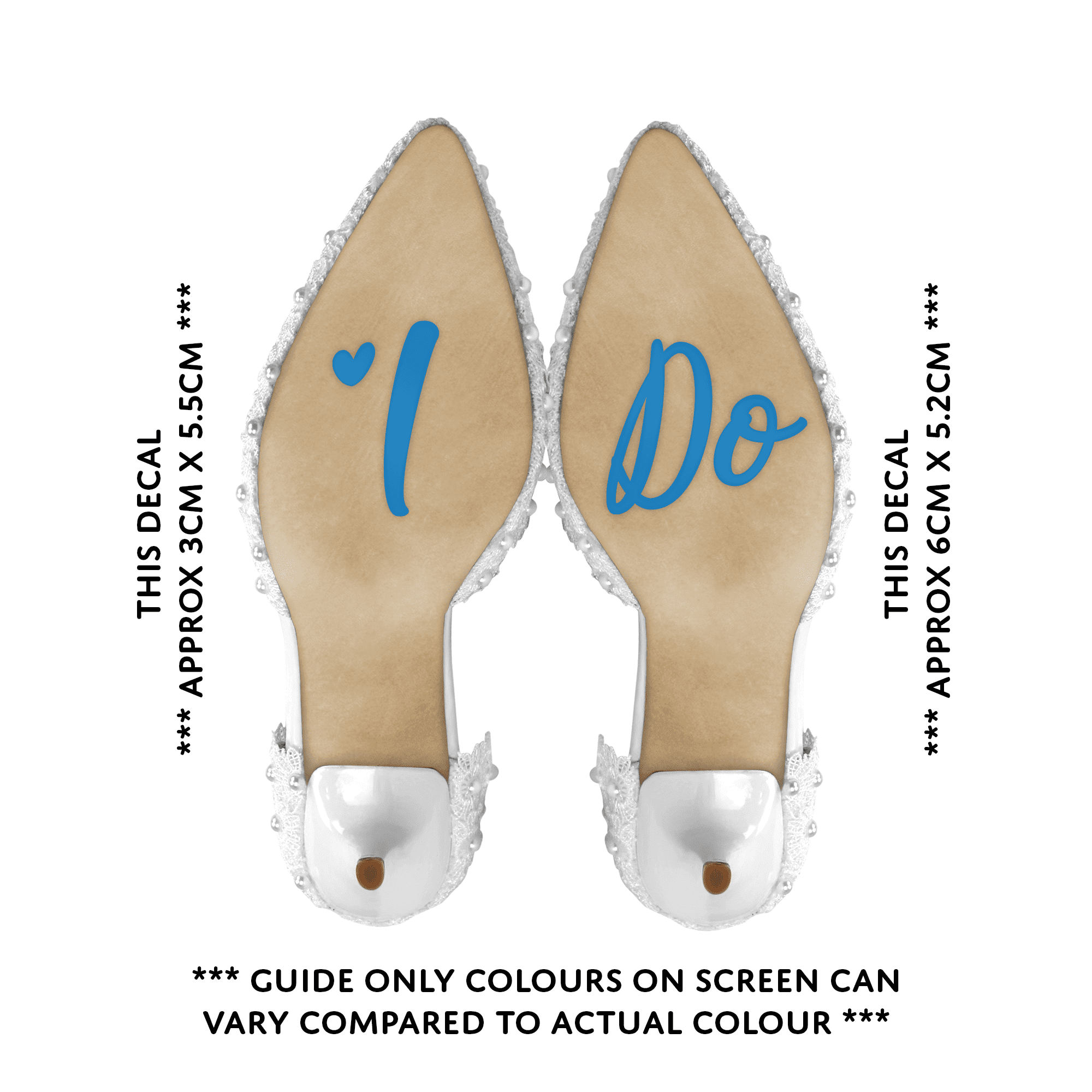 "Something Blue" Wedding Day Shoe Decals - "I" & "Do" (BLUE)