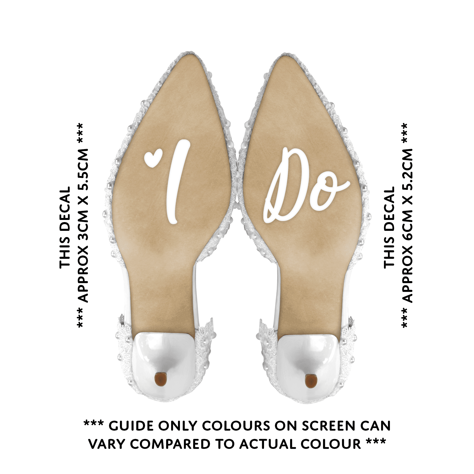 Wedding Day Shoe Decals - "I Do" & "Me Too" (WHITE)