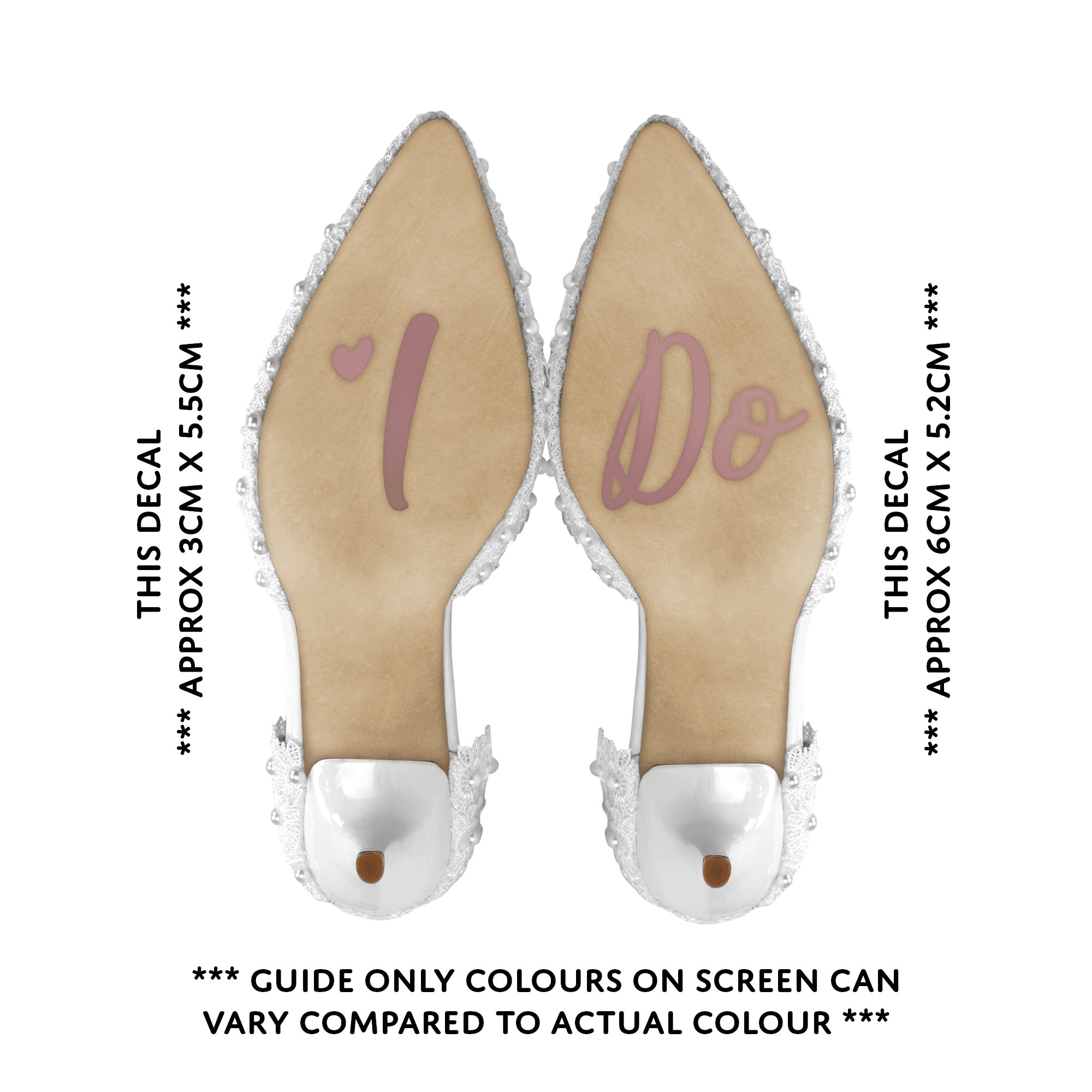 Wedding Day Shoe Decals - "I Do" & "Me Too" (ROSE GOLD)