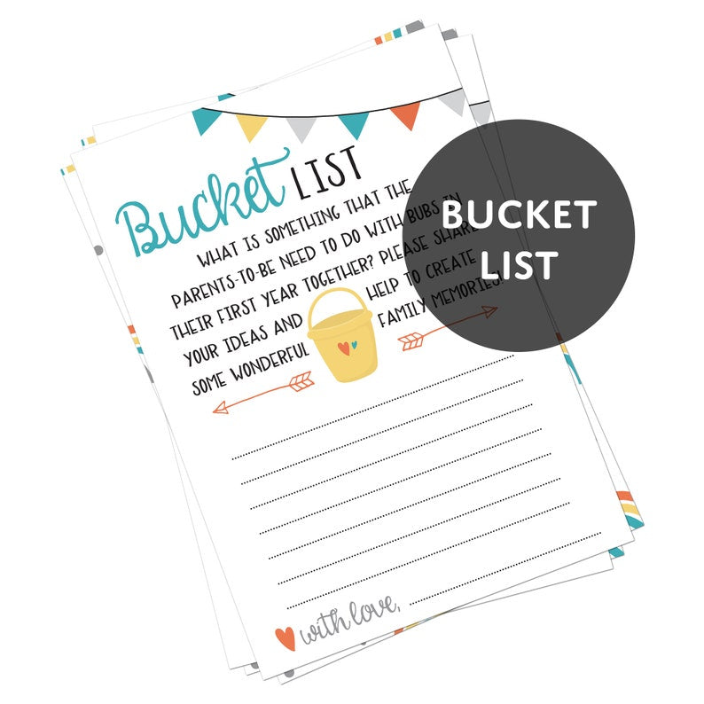 3 x Baby Shower Games Bundle (5 Player Pack. 3 Games = 15 Cards) | Baby Bucket List | Would She Rather? | Baby Name Race