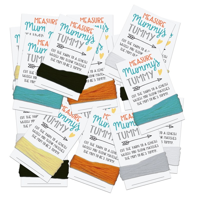 5 x Guess Mummy's Tummy Baby Shower Game Cards | Measure Mummy's Tummy Baby Sprinkle Game | Baby Sprinkle Games | Gender Neutral