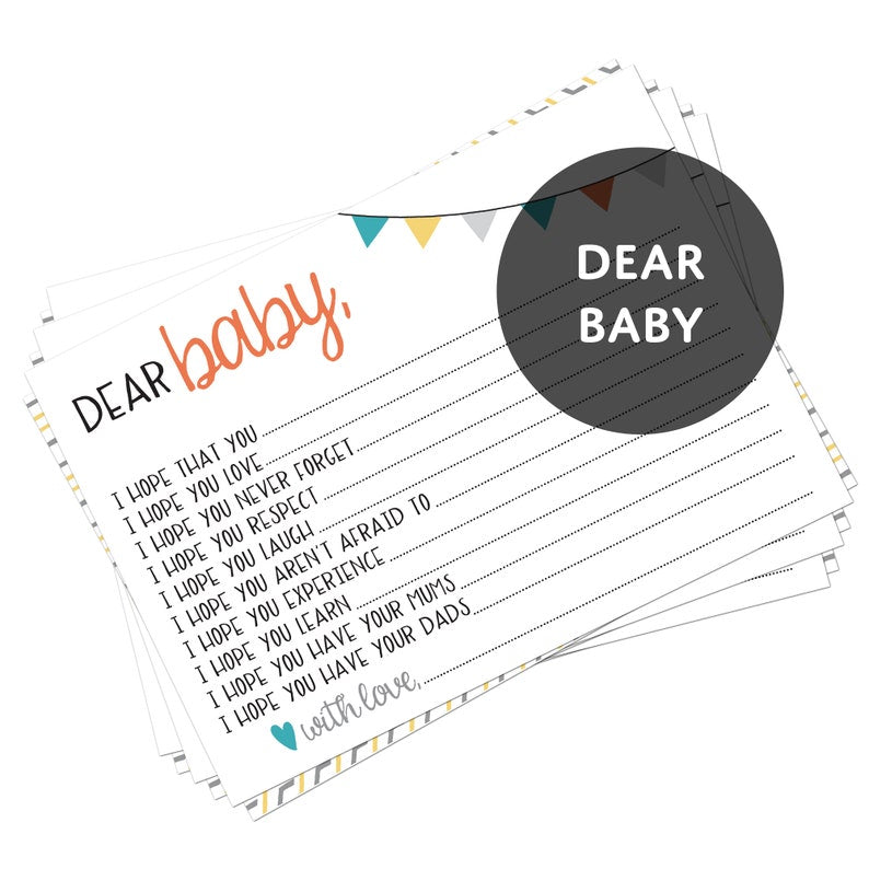 3 x Baby Shower Games Bundle (5 Player Pack. 3 Games = 15 Cards) | Baby Predictions | Advice to the Parents | Dear Baby Wishes