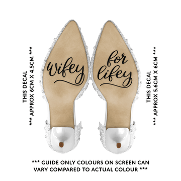 Wedding Day Shoe Decals - "Wifey" & "For Lifey" (BLACK)