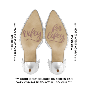 Wedding Day Shoe Decals - "Wifey" & "For Lifey" (ROSE GOLD)