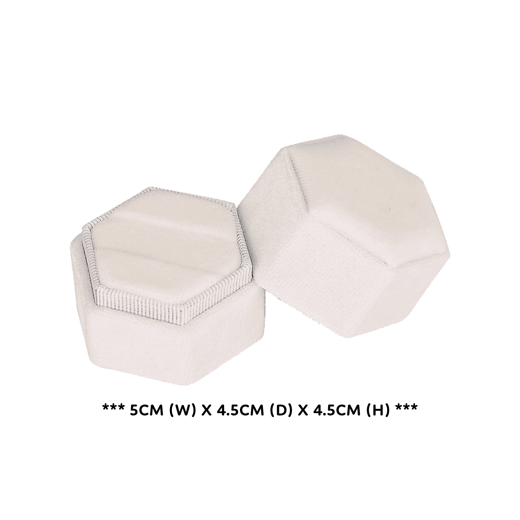 Hexagonal Velvet Ring Box | Double Ring Box (Ivory/Cream)