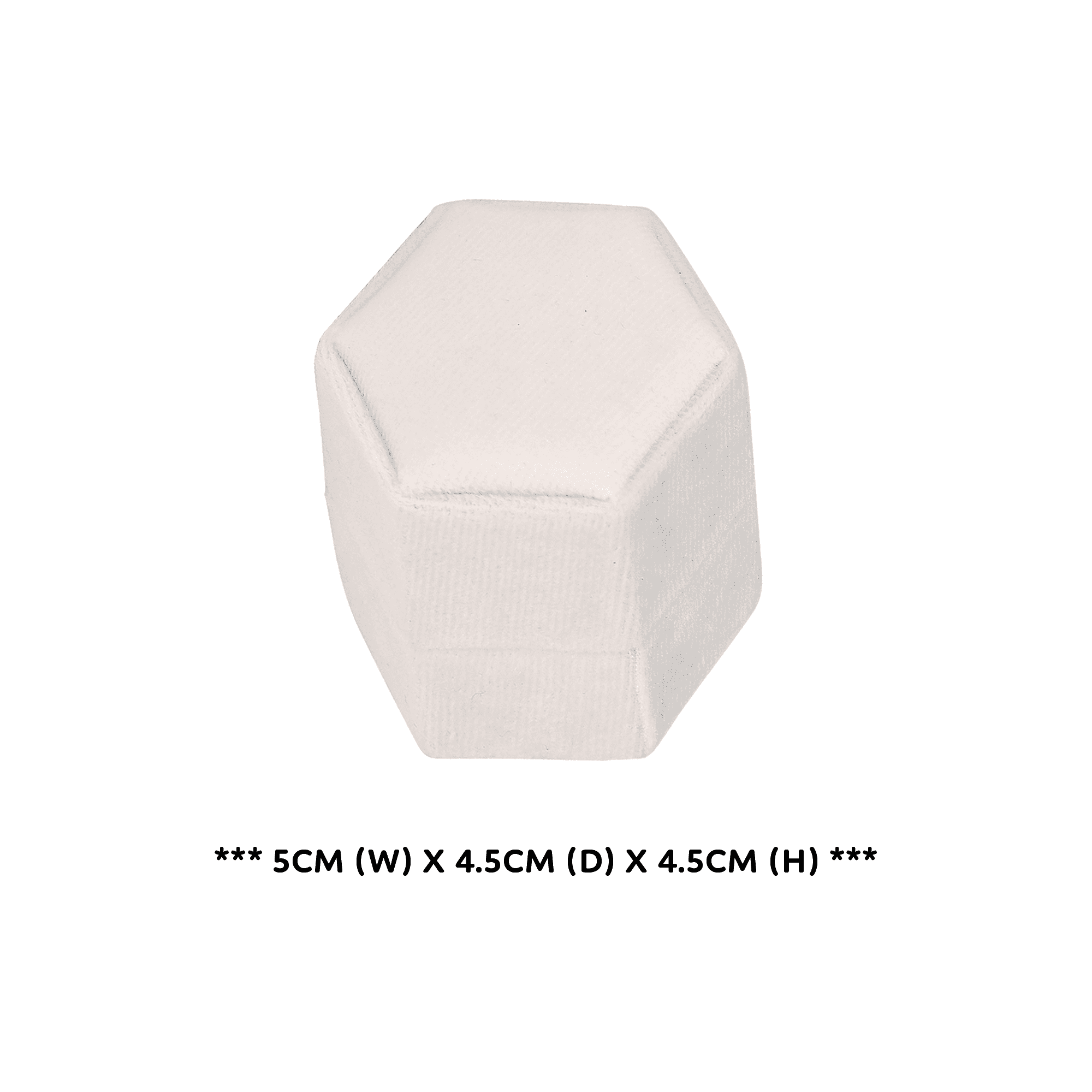 Hexagonal Velvet Ring Box | Double Ring Box (Ivory/Cream)